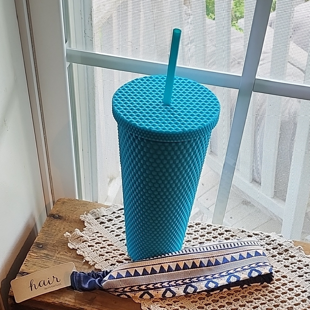 NWT Double Wall Textured Tumbler And Scunci Hair Accessory